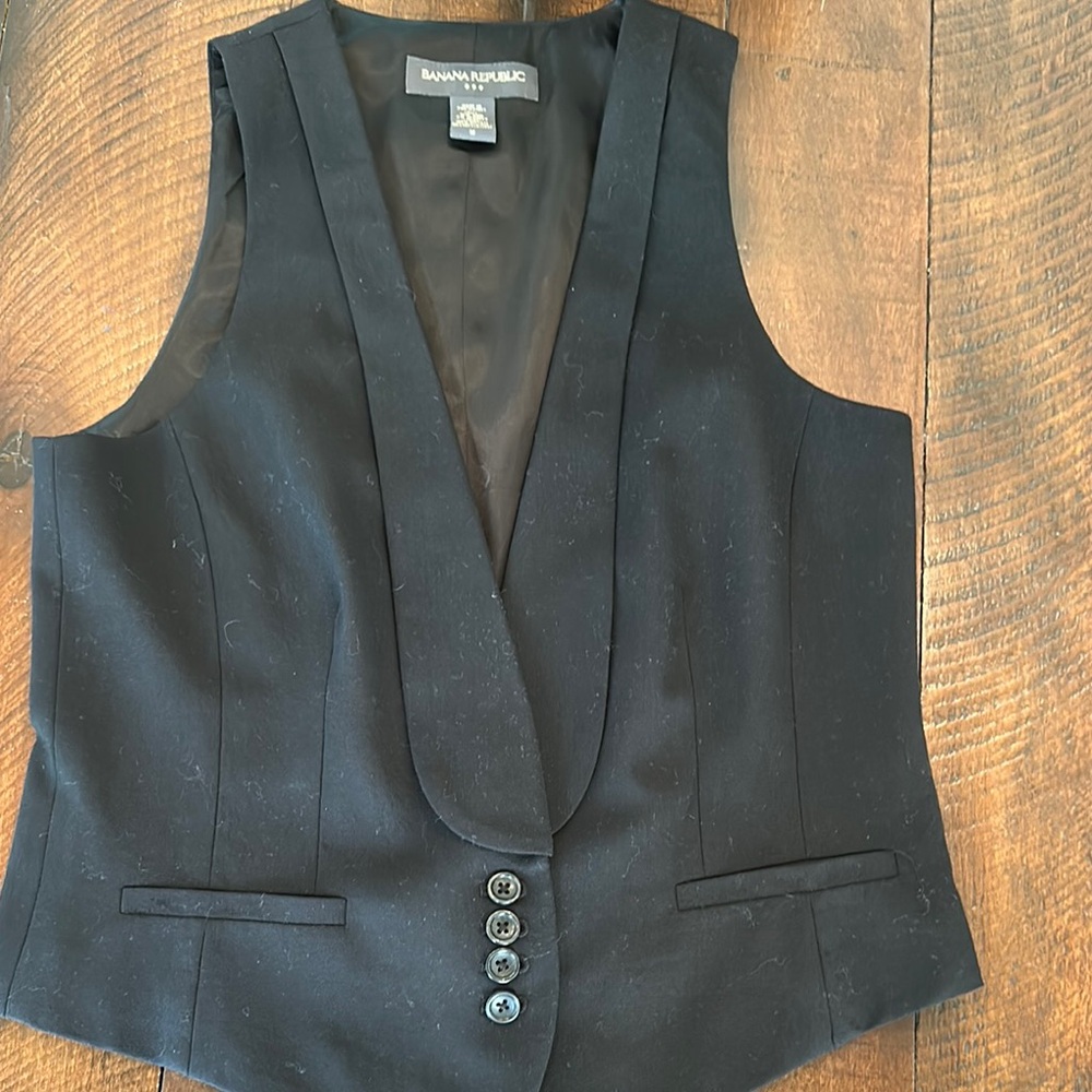 Banana Republic Women's Black Tuxedo Style Vest